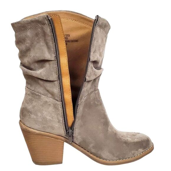 Eurosoft soft Teren slouchy boots pietra gray block heel zip up suede Size 11M - Picture 6 of 10